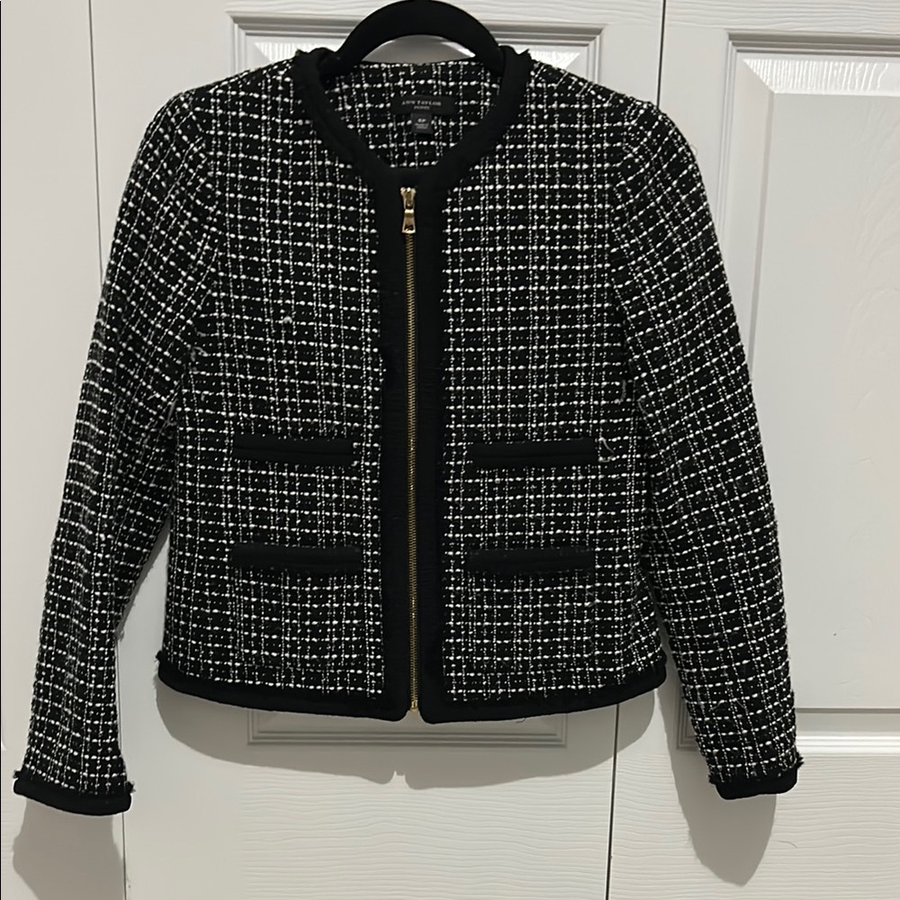 Chic Black and White Tweed Jacket